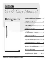 Preview for 1 page of Gibson FRU17B2JW5 Use & Care Manual