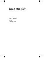 Preview for 1 page of Gigabyte GA-A75M-D2H User Manual