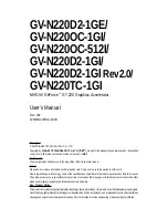 Gigabyte GV-N220D2-1GE User Manual предпросмотр