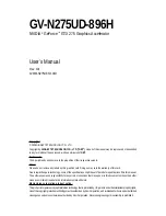 Gigabyte GV-N275UD-896H User Manual preview