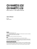 Предварительный просмотр 1 страницы Gigabyte GV-N440D3-1GI User Manual