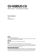 Preview for 1 page of Gigabyte GV-N580UD-15I User Manual