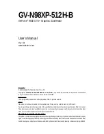 Предварительный просмотр 1 страницы Gigabyte GV-N98XP-512H-B User Manual