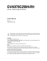 Предварительный просмотр 3 страницы Gigabyte GV-NX76G256HI-RH User Manual