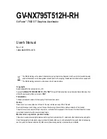 Preview for 1 page of Gigabyte GV-NX795T512H-RH User Manual