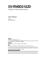 Preview for 1 page of Gigabyte GV-R545D2-512D User Manual