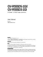 Предварительный просмотр 1 страницы Gigabyte GV-R555D3-1GI User Manual