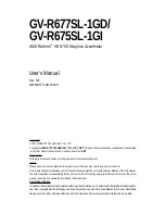 Предварительный просмотр 1 страницы Gigabyte GV-R675SL-1GI User Manual