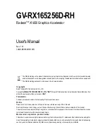 Gigabyte GV-RX165256D-RH User Manual предпросмотр