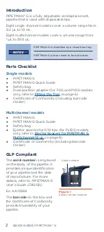 Preview for 2 page of Gilson PIPETMAN G Quick Manual