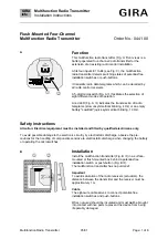 Предварительный просмотр 1 страницы Gira 0441 00 Installation Instructions Manual