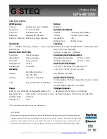 Preview for 2 page of Gisteq wondeX GPS-BT760Y Specifications