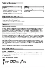 Preview for 2 page of Glacier bay 1003291326 Installation And Care Manual