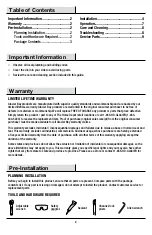 Preview for 2 page of Glacier bay 309952959 Installation And Care Manual