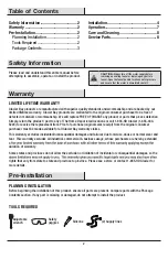 Preview for 2 page of Glacier bay 67405-1001 Use And Care Manual