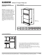 Preview for 1 page of Gladiator Chillerator GARF19XXVK Dimensions