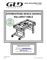 Предварительный просмотр 1 страницы GLD Products STORMSTRIKE SPACE SAVING
BILLIARD TABLE Replacement Parts Manual