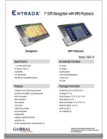 Preview for 1 page of Global Navigation Entrada EGM-70 Specifications