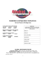 Preview for 1 page of Global Refrigeration T30HSP Installation And Operation Instructions Manual