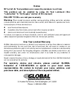 Preview for 4 page of Global G3431 Operating Instructions, Parts List, Warranty, & Warranty Repair Center