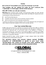 Preview for 4 page of Global G3489 Operating Instructions, Parts List, Warranty, & Warranty Repair Center