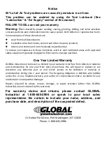 Preview for 4 page of Global G3499A Operating Instructions, Parts List, Warranty, & Warranty Repair Center