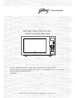 Godrej Appliances GMX 20 CA6 PLZ User Manual предпросмотр