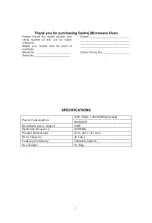 Preview for 3 page of Godrej GME 720 GF1 PZ User Manual