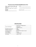 Preview for 2 page of Godrej GME 725 CF1 PZ Manual