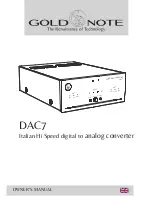 Preview for 1 page of Gold Note DAC 7 Owner'S Manual