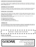 Preview for 3 page of Goldair FCV510 Operating Instructions