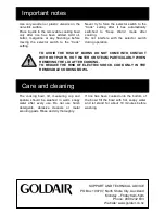 Preview for 5 page of Goldair FRC100 Operating Instructions Manual