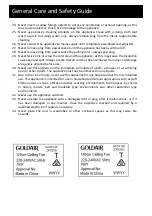 Предварительный просмотр 4 страницы Goldair GCCF120 Operating Instructions Manual