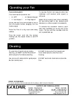 Preview for 4 page of Goldair GCDF30T Operating Instructions