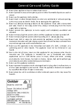 Preview for 3 page of Goldair GCEV180 Operating Instructions Manual