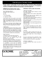 Preview for 3 page of Goldair GCH220 Operating Instructions