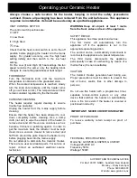 Preview for 3 page of Goldair GCH250B Operating Instructions