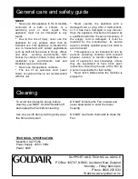 Preview for 3 page of Goldair GCTF250 Operating Instructions Manual