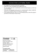 Preview for 5 page of Goldair GCW220 Operating Instructions Manual