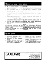 Preview for 5 page of Goldair GHM250 Operating Instructions Manual