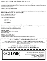 Предварительный просмотр 3 страницы Goldair GIR250 Operating Instructions