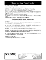 Preview for 11 page of Goldair GPH110 Operating Instructions Manual