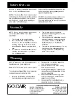 Preview for 4 page of Goldair GSDM200 Operating Instructions Manual