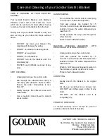 Preview for 5 page of Goldair GUB SERIES Operating Instructions Manual