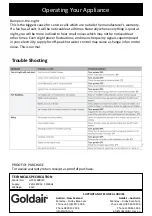 Preview for 12 page of Goldair PLATINUM GPCF300B Operating Instructions Manual