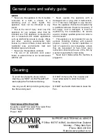 Preview for 3 page of Goldair Venti GCDF160 Operating Instructions Manual