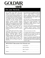 Preview for 6 page of Goldair Venti GCPF110 Operating Instructions Manual