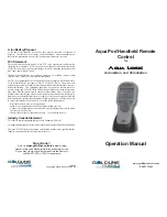 Goldline Aqua Pod Operation Manual предпросмотр