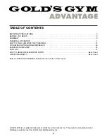 Preview for 2 page of Gold's Gym ADVANTAGE GGTL12920 User Manual