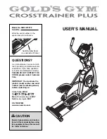 Gold's Gym Crosstrainer Plus User Manual preview